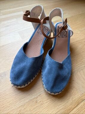 Miz Mooz Malena Blue Suede Espadrille Sandals size 41